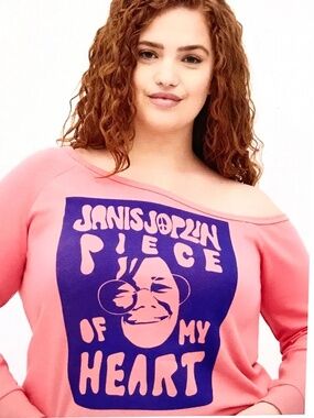 TORRID Off-Shoulder Sweatshirt Janis Joplin Pink Women’s Plus Size 3X